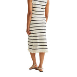 Compañía Fantástica - 61C10411 – Falda midi 100% viscosa blanca con rayas negras - Mujer