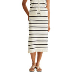 Compañía Fantástica - 61C10411 – Falda midi 100% viscosa blanca con rayas negras - Mujer