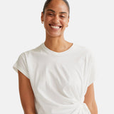 Compañía Fantástica - 61C11023 – Camiseta blanca 100% algodón con nudo lateral – Mujer