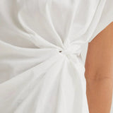 Compañía Fantástica - 61C11023 – Camiseta blanca 100% algodón con nudo lateral – Mujer