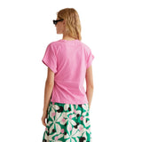 Compañía Fantástica - 61C11024 – Camiseta rosa 100% algodón con nudo lateral – Mujer