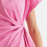 Compañía Fantástica - 61C11024 – Camiseta rosa 100% algodón con nudo lateral – Mujer
