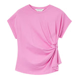 Compañía Fantástica - 61C11024 – Camiseta rosa 100% algodón con nudo lateral – Mujer