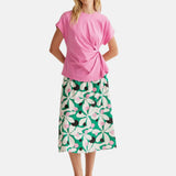 Compañía Fantástica - 61C11024 – Camiseta rosa 100% algodón con nudo lateral – Mujer