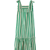 Compañía Fantástica - 61C41047 – Vestido largo verde de rayas 100% algodón con tirantes lazados - Mujer