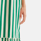 Compañía Fantástica - 61C41047 – Vestido largo verde de rayas 100% algodón con tirantes lazados - Mujer