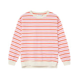 Compañía Fantástica - 61C42021 – Sudadera 100% algodón de rayas rosas y rojas con hombros ligeramente caídos - Mujer