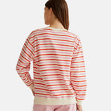 Compañía Fantástica - 61C42021 – Sudadera 100% algodón de rayas rosas y rojas con hombros ligeramente caídos - Mujer