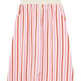 Compañía Fantástica - 61C42022 – Falda midi 100% algodón con bolsillos y estampado de rayas rojas y rosas - Mujer