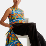 Compañía Fantástica - 61C43042 – Pantalones negros 100% algodón con cintura elástica de tiro alto - Mujer