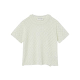 Compañía Fantástica - 62C10356 – Top blanco de punto calado de manga corta - Mujer