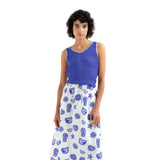 Compañía Fantástica - 62C10360 – Top azul de punto calado con ribete en contraste - Mujer