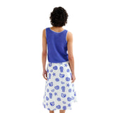 Compañía Fantástica - 62C10360 – Top azul de punto calado con ribete en contraste - Mujer