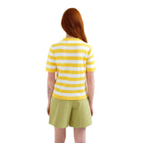 Compañía Fantástica - 62C10450 – Top de algodón y viscosa con estampado de rayas amarillas y blancas - Mujer
