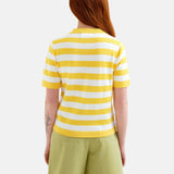 Compañía Fantástica - 62C10450 – Top de algodón y viscosa con estampado de rayas amarillas y blancas - Mujer