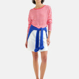 Compañía Fantástica - 62C10468 - Jersey de punto suave con estampado de rayas blanco y rojo - Mujer
