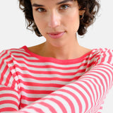 Compañía Fantástica - 62C10468 - Jersey de punto suave con estampado de rayas blanco y rojo - Mujer