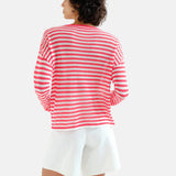 Compañía Fantástica - 62C10468 - Jersey de punto suave con estampado de rayas blanco y rojo - Mujer