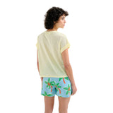 Compañía Fantástica - 62C11114 - Camiseta amarilla de manga corta y cuello redondo - Mujer