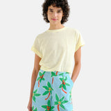 Compañía Fantástica - 62C11114 - Camiseta amarilla de manga corta y cuello redondo - Mujer