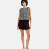 Compañía Fantástica - 62C11133 – Top de cuadros vichy negro de algodón y viscosa - Mujer