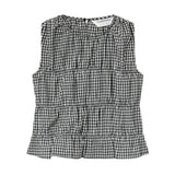 Compañía Fantástica - 62C11133 – Top de cuadros vichy negro de algodón y viscosa - Mujer