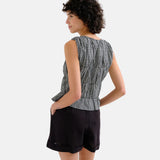 Compañía Fantástica - 62C11133 – Top de cuadros vichy negro de algodón y viscosa - Mujer
