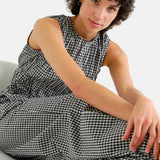 Compañía Fantástica - 62C11134 – Pantalones de cuadros vichy blanco y negro de algodón y viscosa - Mujer