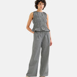 Compañía Fantástica - 62C11134 – Pantalones de cuadros vichy blanco y negro de algodón y viscosa - Mujer