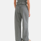 Compañía Fantástica - 62C11134 – Pantalones de cuadros vichy blanco y negro de algodón y viscosa - Mujer