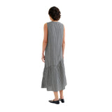 Compañía Fantástica - 62C11135 – Vestido midi de algodón y viscosa con estampado vichy negro - Mujer
