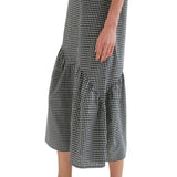 Compañía Fantástica - 62C11135 – Vestido midi de algodón y viscosa con estampado vichy negro - Mujer