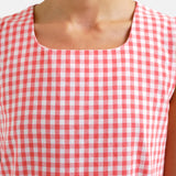 Compañía Fantástica - 62C11149 – Vestido 100% algodón con estampado vichy rojo - Mujer