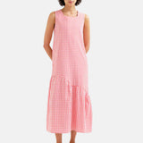 Compañía Fantástica - 62C11149 – Vestido 100% algodón con estampado vichy rojo - Mujer
