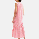 Compañía Fantástica - 62C11149 – Vestido 100% algodón con estampado vichy rojo - Mujer