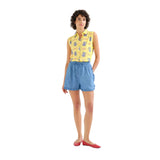 Compañía Fantástica – Brava 62C40100 – Camisa amarilla 100% viscosa con estampado - Mujer