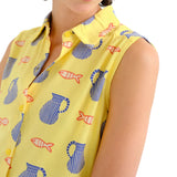 Compañía Fantástica – Brava 62C40100 – Camisa amarilla 100% viscosa con estampado - Mujer