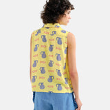 Compañía Fantástica – Brava 62C40100 – Camisa amarilla 100% viscosa con estampado - Mujer