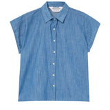 Compañía Fantástica – 62C40103 – Camisa azul 100% algodón Chambray de manga corta - Mujer