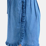 Compañía Fantástica - 62C40104 – Shorts azules 100% algodón Cambray con cintura elástica - Mujer