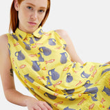 Compañía Fantástica - 62C40106 – Vestido corto amarillo 100% viscosa con estampado - Mujer