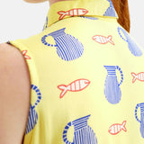 Compañía Fantástica - 62C40106 – Vestido corto amarillo 100% viscosa con estampado - Mujer