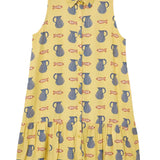 Compañía Fantástica - 62C40106 – Vestido corto amarillo 100% viscosa con estampado - Mujer