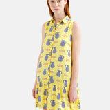 Compañía Fantástica - 62C40106 – Vestido corto amarillo 100% viscosa con estampado - Mujer