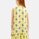 Compañía Fantástica - 62C40106 – Vestido corto amarillo 100% viscosa con estampado - Mujer