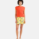 Compañía Fantástica - 62C40107 – Shorts amarillos 100% algodón con estampado Brava - Mujer