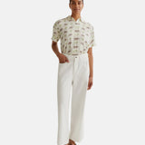 Compañía Fantástica - 62C41107 – Camisa blanca de manga corta con estampado de elefantes 100% viscosa - Mujer
