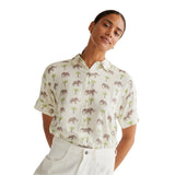 Compañía Fantástica - 62C41107 – Camisa blanca de manga corta con estampado de elefantes 100% viscosa - Mujer