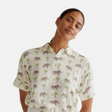 Compañía Fantástica - 62C41107 – Camisa blanca de manga corta con estampado de elefantes 100% viscosa - Mujer
