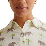 Compañía Fantástica - 62C41107 – Camisa blanca de manga corta con estampado de elefantes 100% viscosa - Mujer
